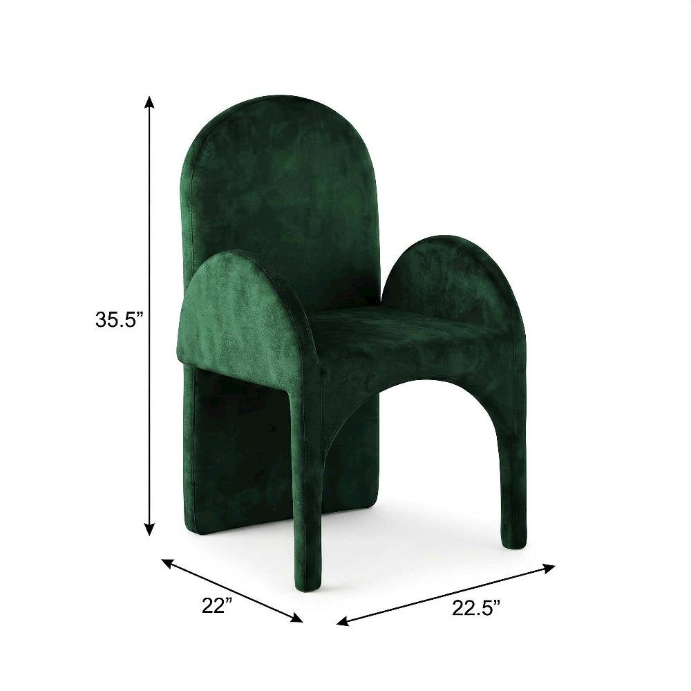 Emerald Velvet Dining Arm Chair Set of 2 - Contemporary Design, Comfortable Seat