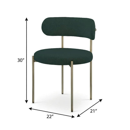 Brushed Brass Dining Chair Set of 2 with Boucle Fabric Cushioned Seats