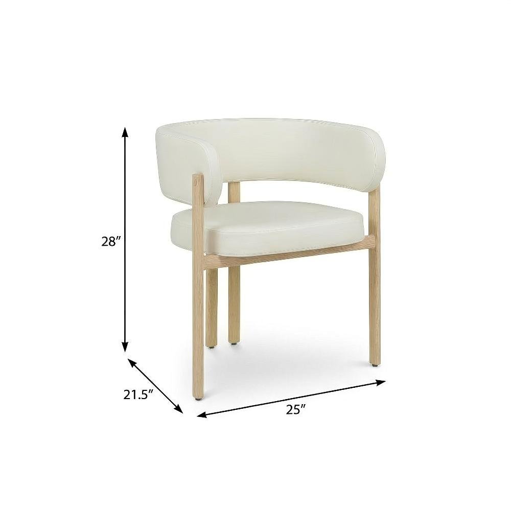 Neutral Vegan Leather Dining Chairs Set of 2 with Armrests and Cushioned Seats