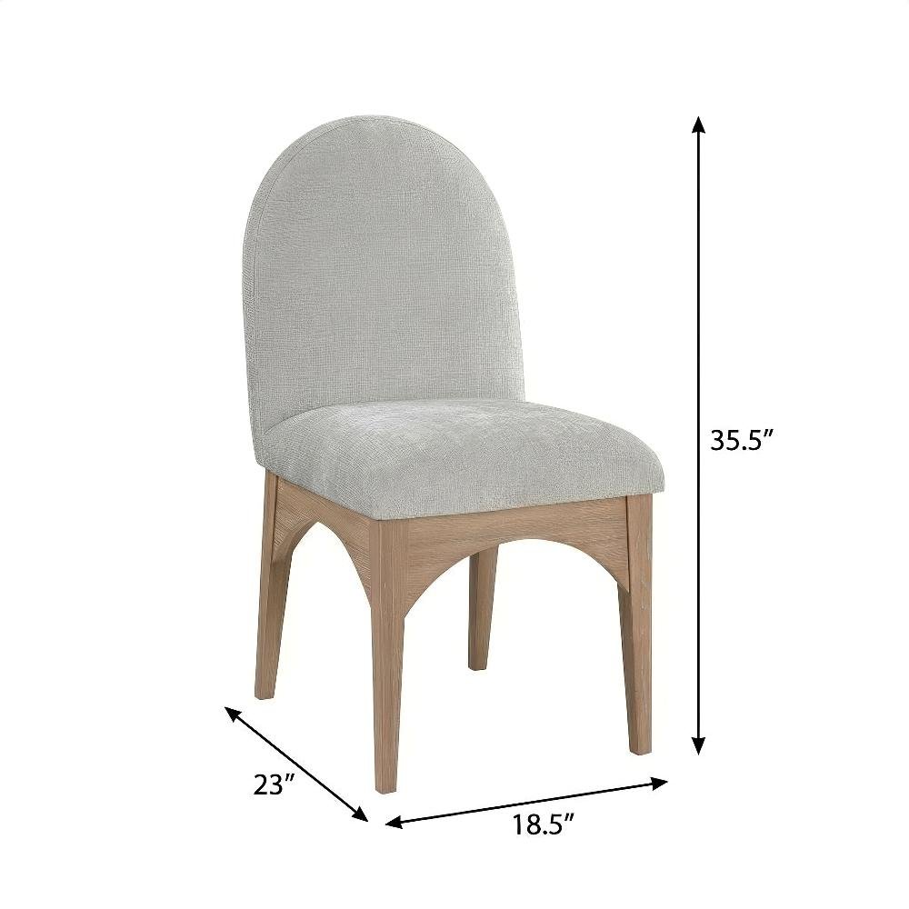 Neutral Chenille Fabric Dining Chair with Art Deco Design and Cushioned Seat