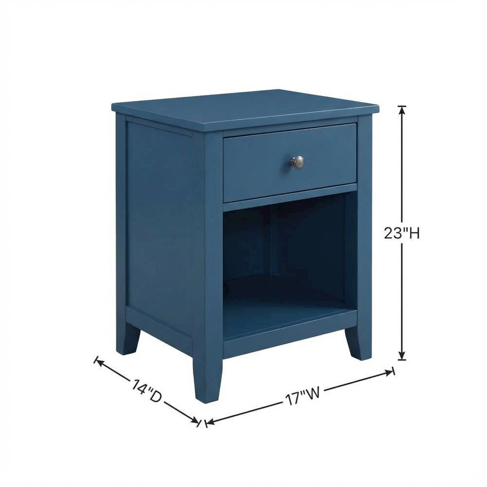 Navy Night Stand with Contemporary Style and Modern Finish