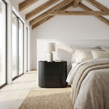 Contemporary Nightstand in Black Finish with Modern Design