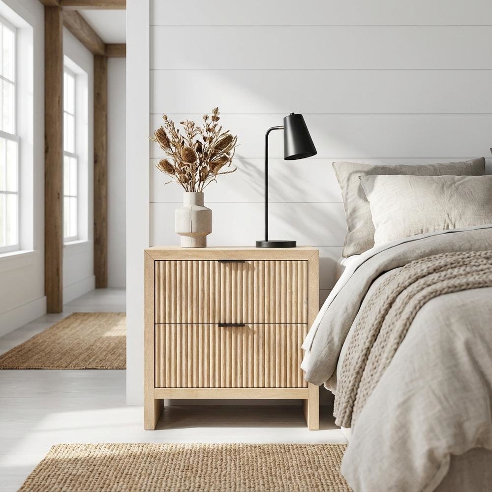 Decorative Bedroom Nightstand with Art Deco Style and Interior Drawer Storage