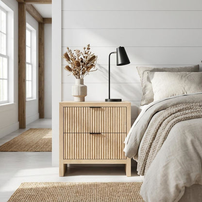 Decorative Bedroom Nightstand with Art Deco Style and Interior Drawer Storage