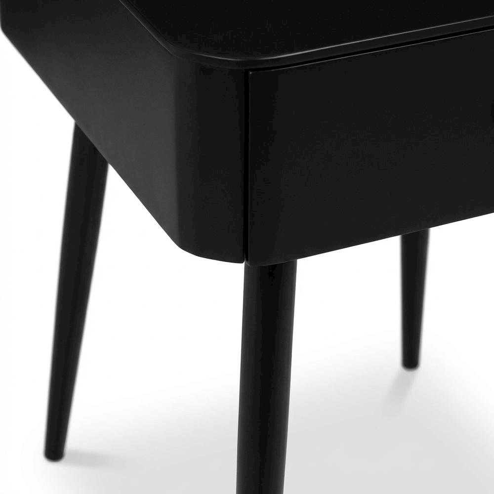 Contemporary Night Stand with Matte Black Finish for Bedroom Storage
