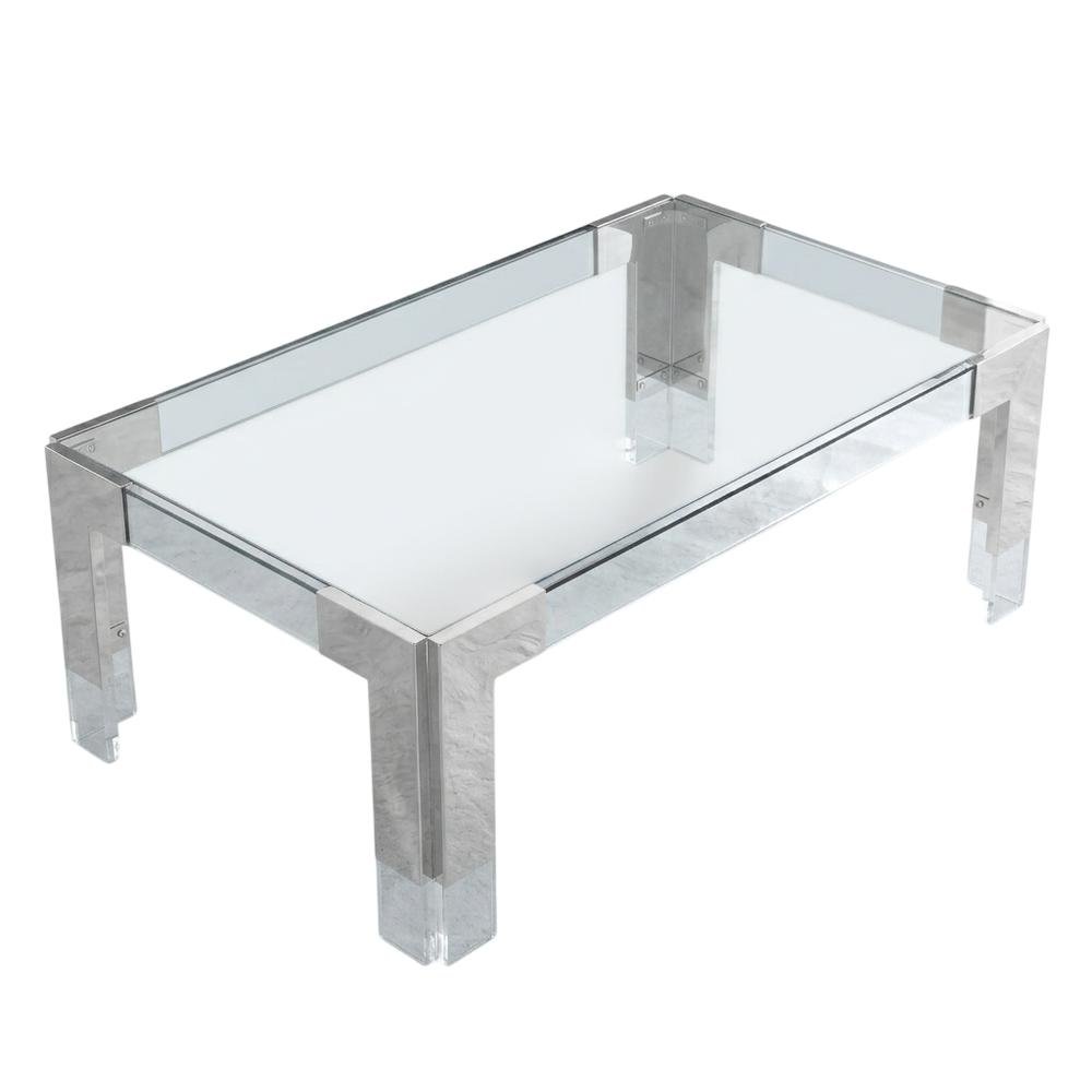 Contemporary Chrome Coffee Table with Sleek Finish and Modern Style