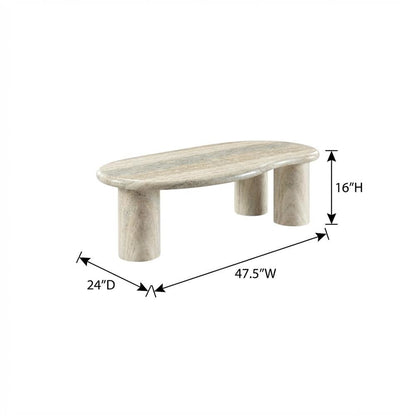 Contemporary Travertine Finish Concrete Coffee Table with Art Deco Style