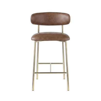 Vegan Leather Counter Stools with Back, Kitchen Island, Brown, Set of 2