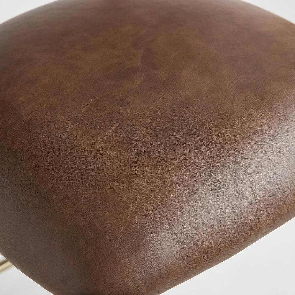 Vegan Leather Counter Stools with Back, Kitchen Island, Brown, Set of 2