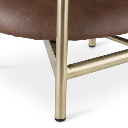 Vegan Leather Counter Stools with Back, Kitchen Island, Brown, Set of 2