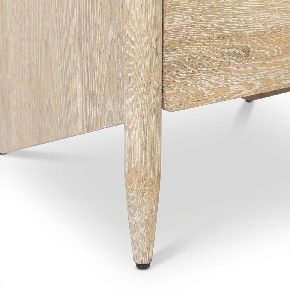 White Oak Nightstand with Brushed Oak Finish and Mid Century Style