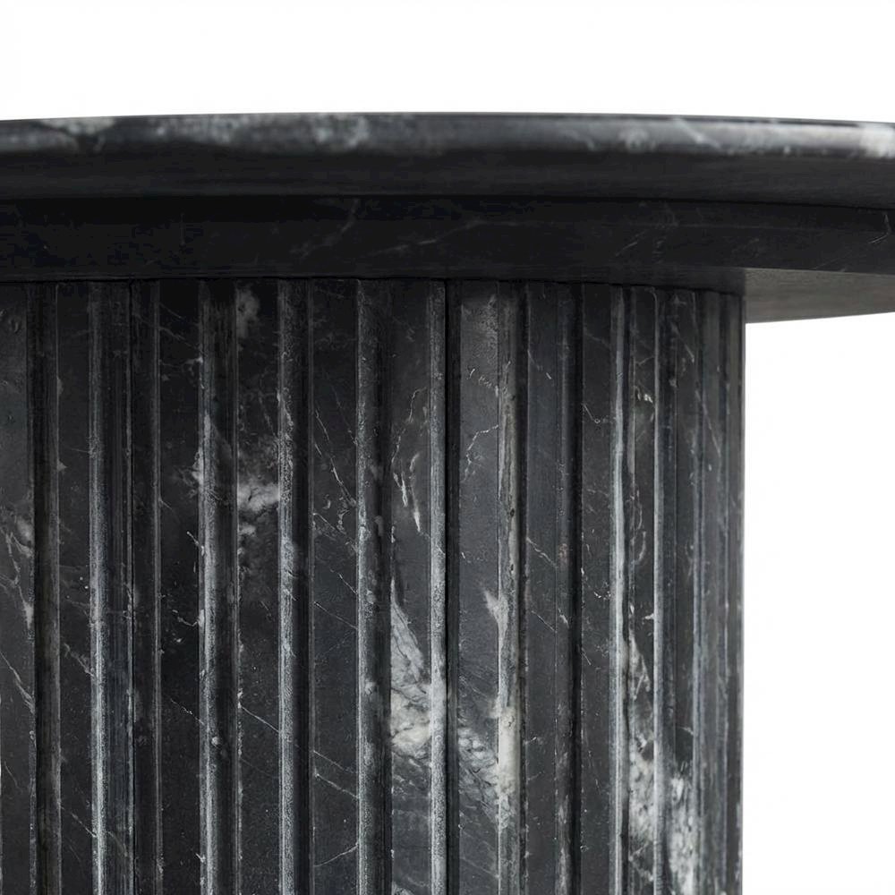 Contemporary Black Coffee Table with Pedestal Base, Art Deco Style