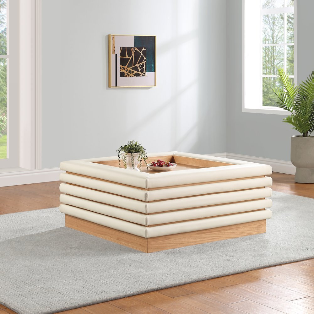 Rory Cream Vegan Leather Coffee Table