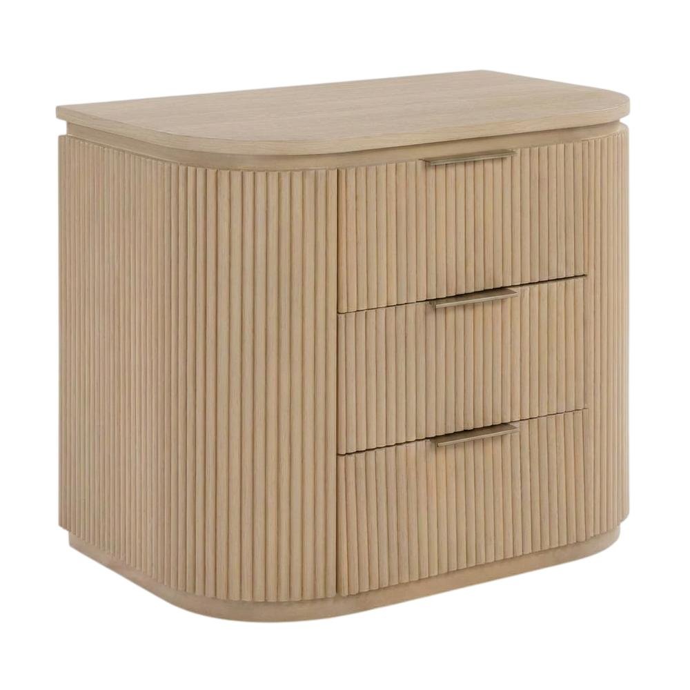Contemporary Wood Nightstand with Oak Veneer Finish