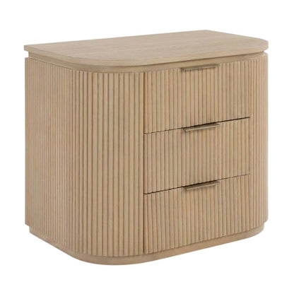 Contemporary Wood Nightstand with Oak Veneer Finish