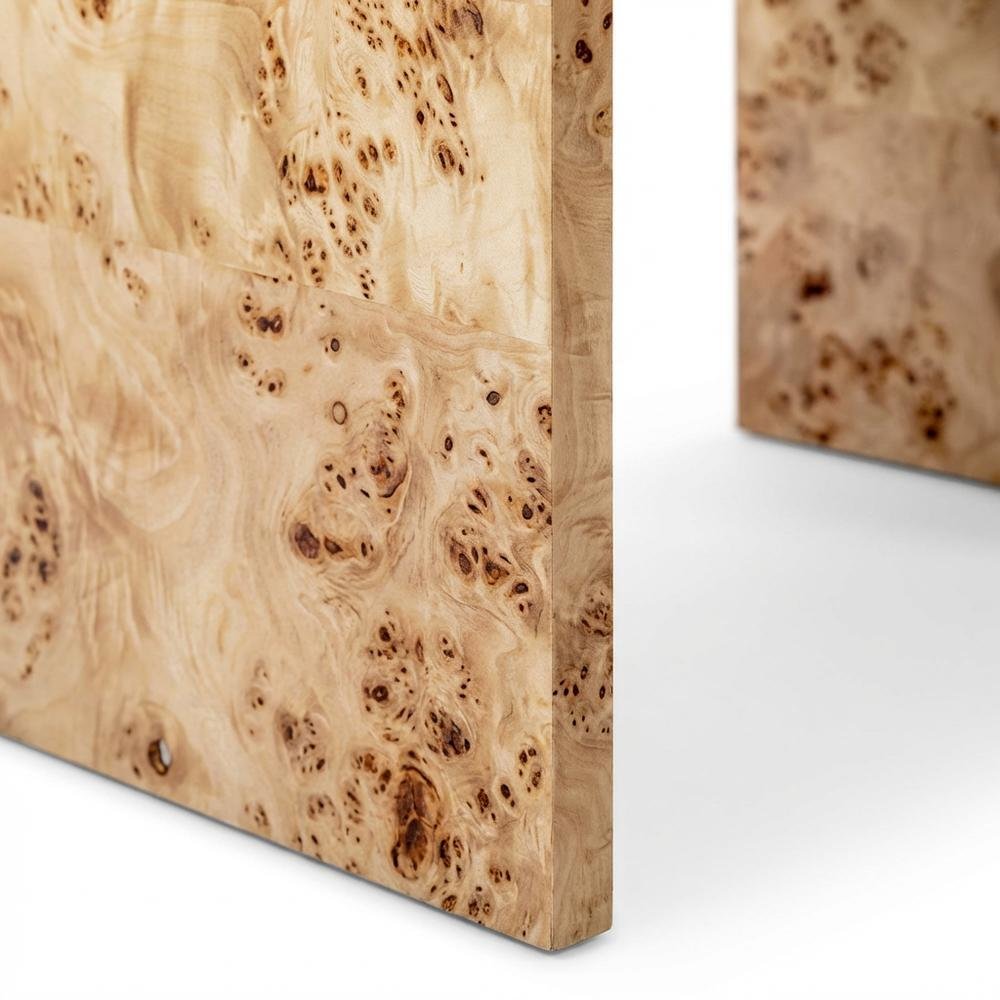 Burl Wood Nightstand with Mid Century Style