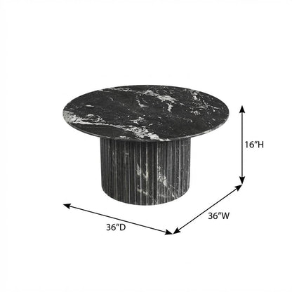 Contemporary Black Coffee Table with Pedestal Base, Art Deco Style