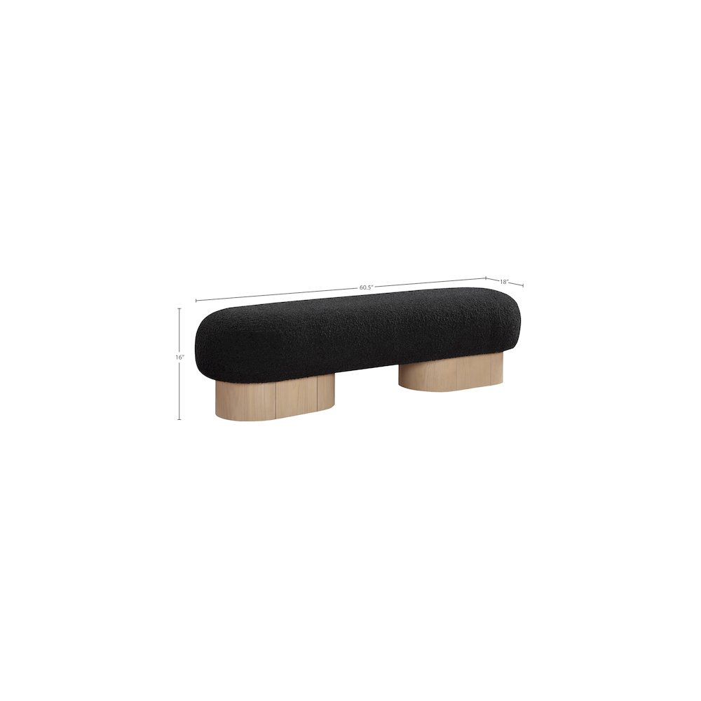 Robertson Black Boucle Fabric Bench