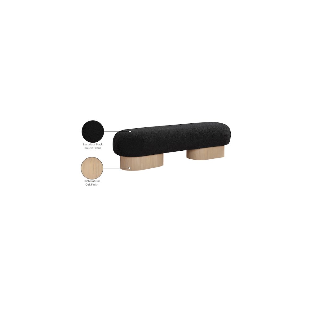 Robertson Black Boucle Fabric Bench