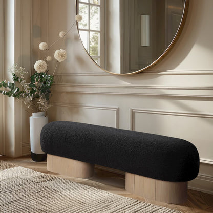 Robertson Black Boucle Fabric Bench
