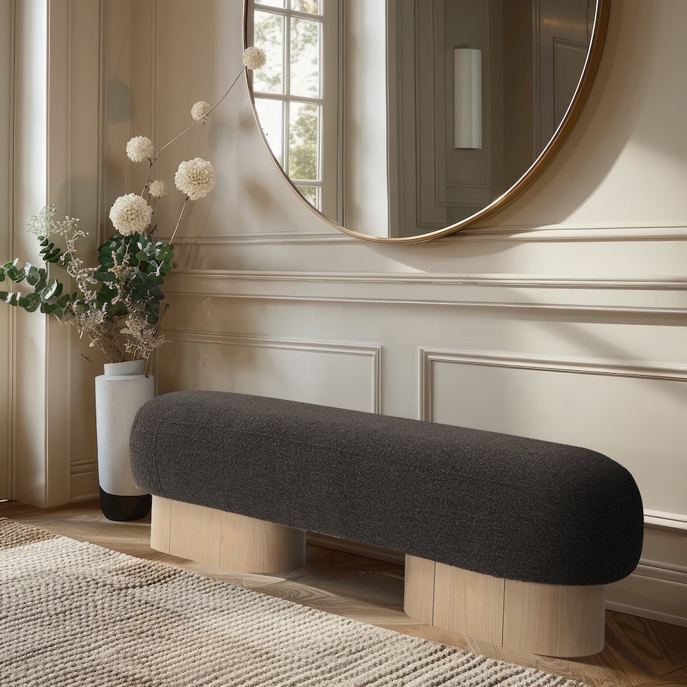 Robertson Brown Boucle Fabric Bench