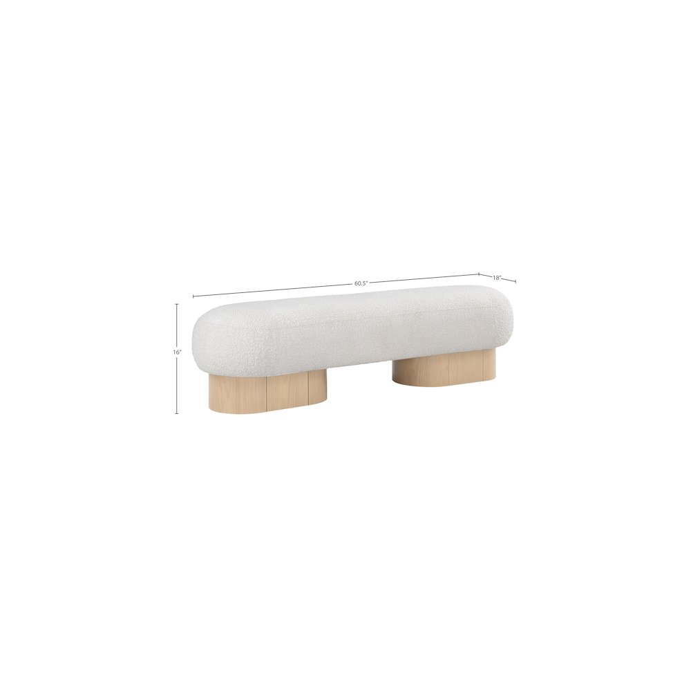 Robertson Cream Boucle Fabric Bench