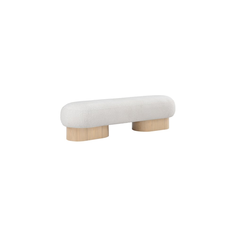 Robertson Cream Boucle Fabric Bench