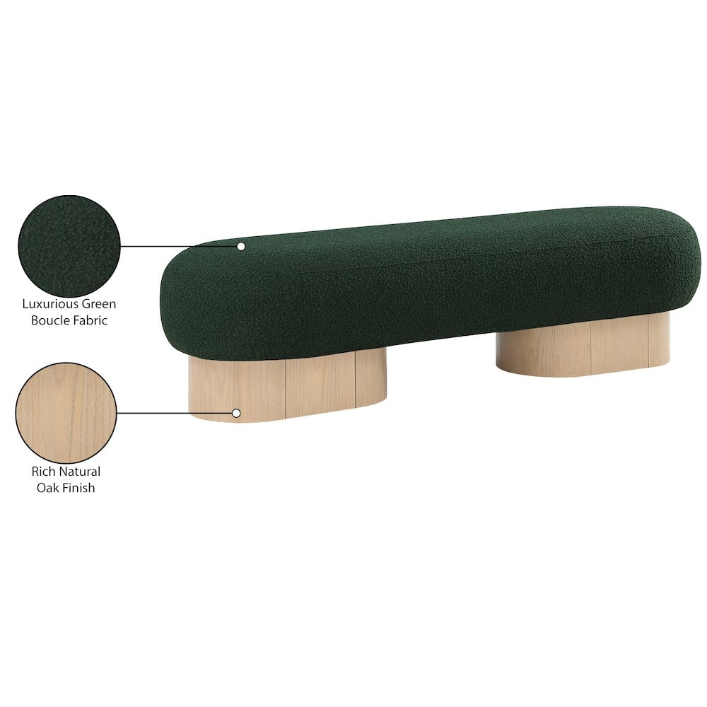 Robertson Green Boucle Fabric Upholstered Bench