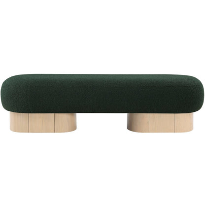 Robertson Green Boucle Fabric Upholstered Bench