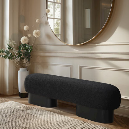 Robertson Black Boucle Fabric Bench