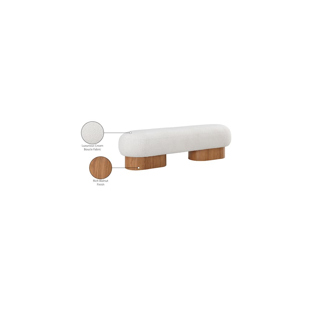 Robertson Cream Boucle Fabric Bench