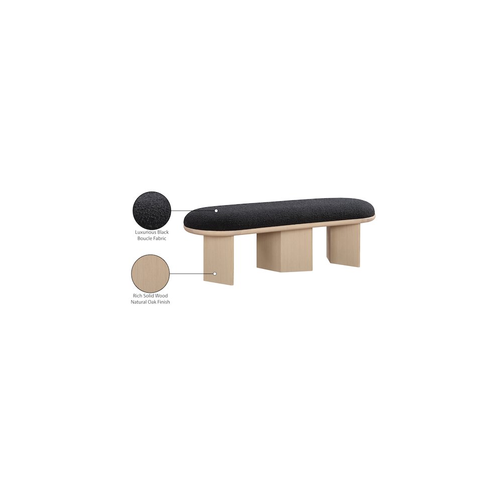 Wilshire Black Boucle Fabric Bench