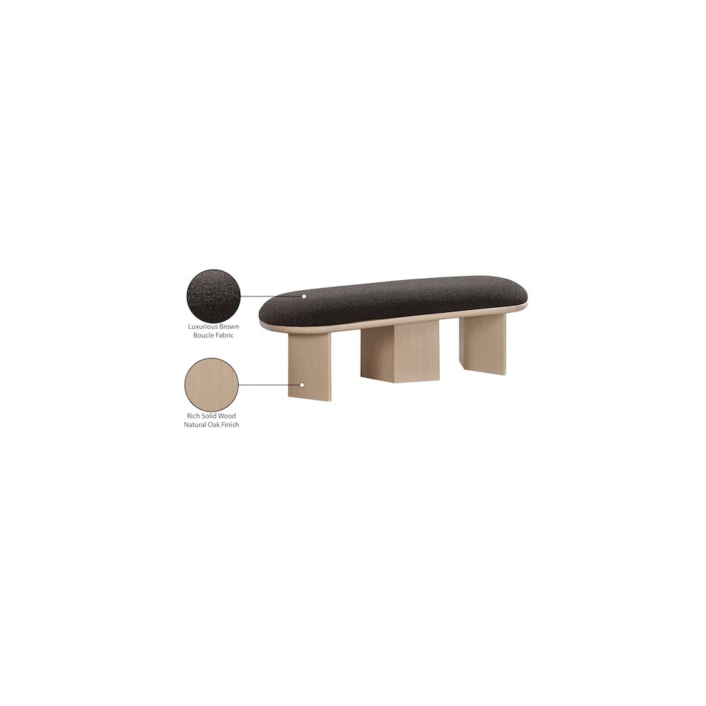 Wilshire Brown Boucle Fabric Bench