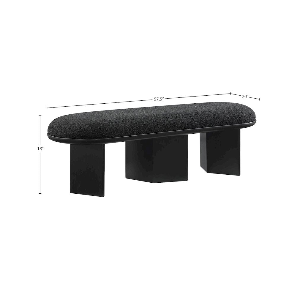 Wilshire Black Boucle Fabric Bench