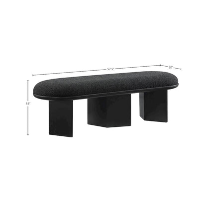 Wilshire Black Boucle Fabric Bench