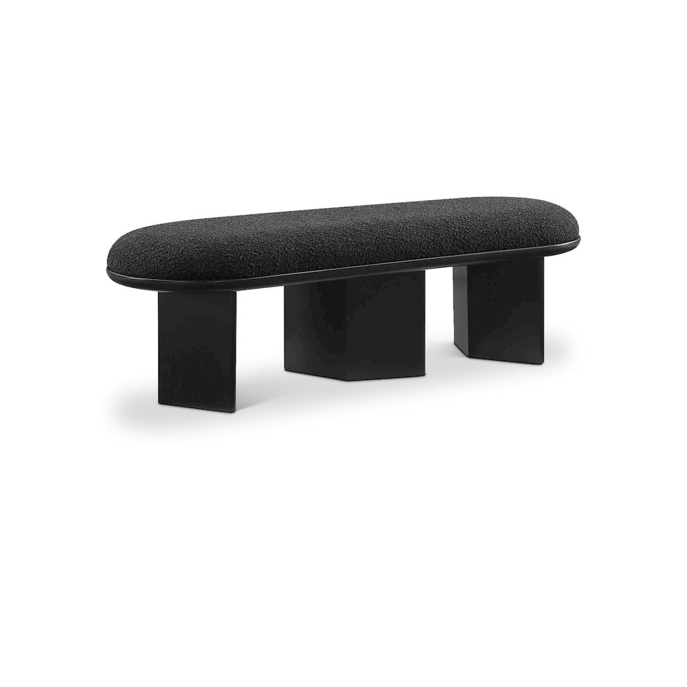Wilshire Black Boucle Fabric Bench