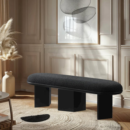 Wilshire Black Boucle Fabric Bench