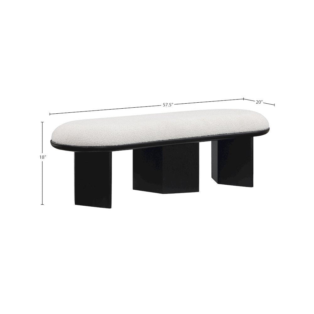 Wilshire Cream Boucle Fabric Bench