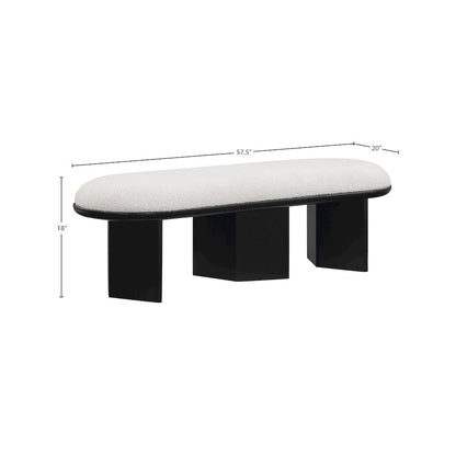 Wilshire Cream Boucle Fabric Bench