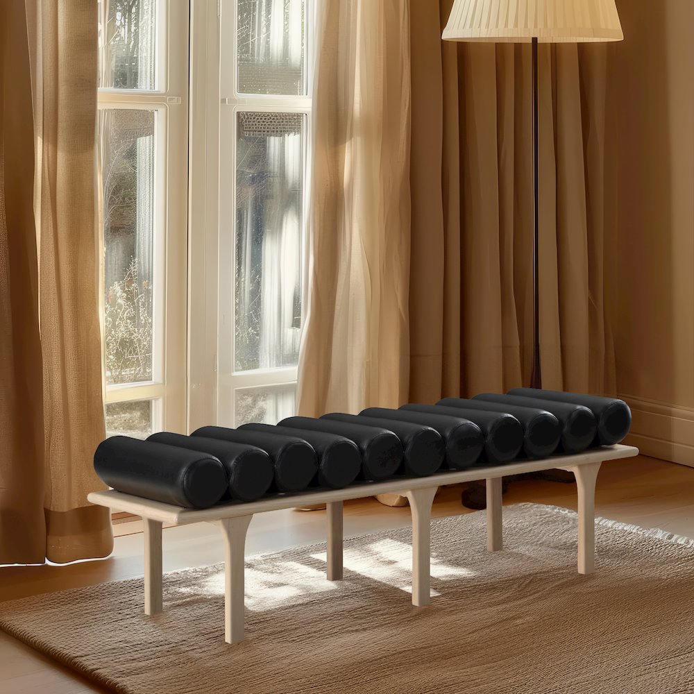Landon Black Vegan Leather Bench