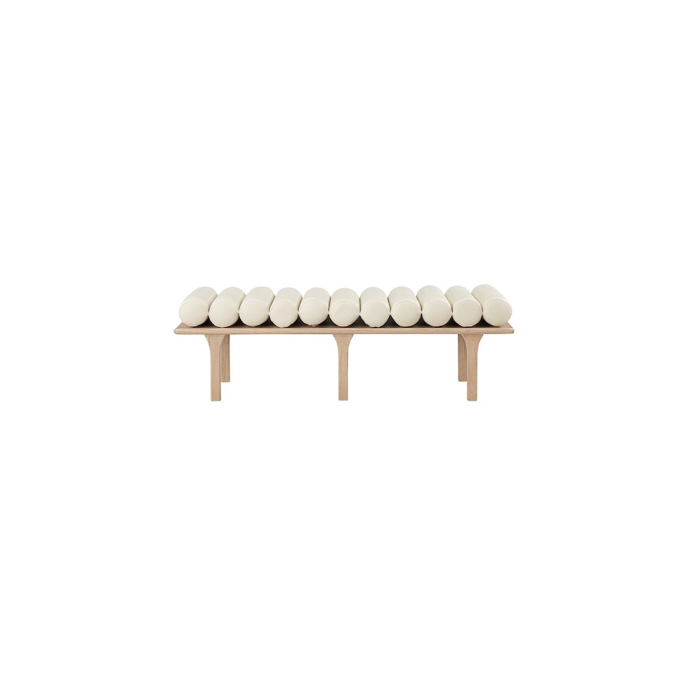 Landon Cream Vegan Leather Bench