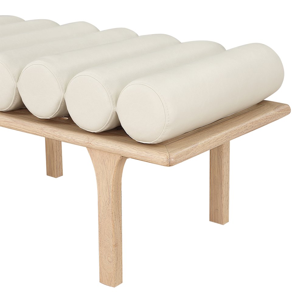 Landon Cream Vegan Leather Bench