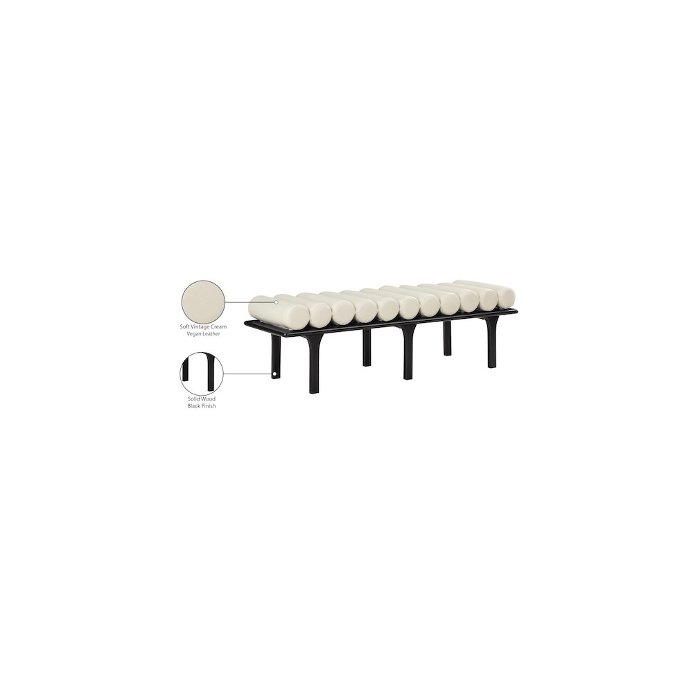 Landon Cream Vegan Leather Bench