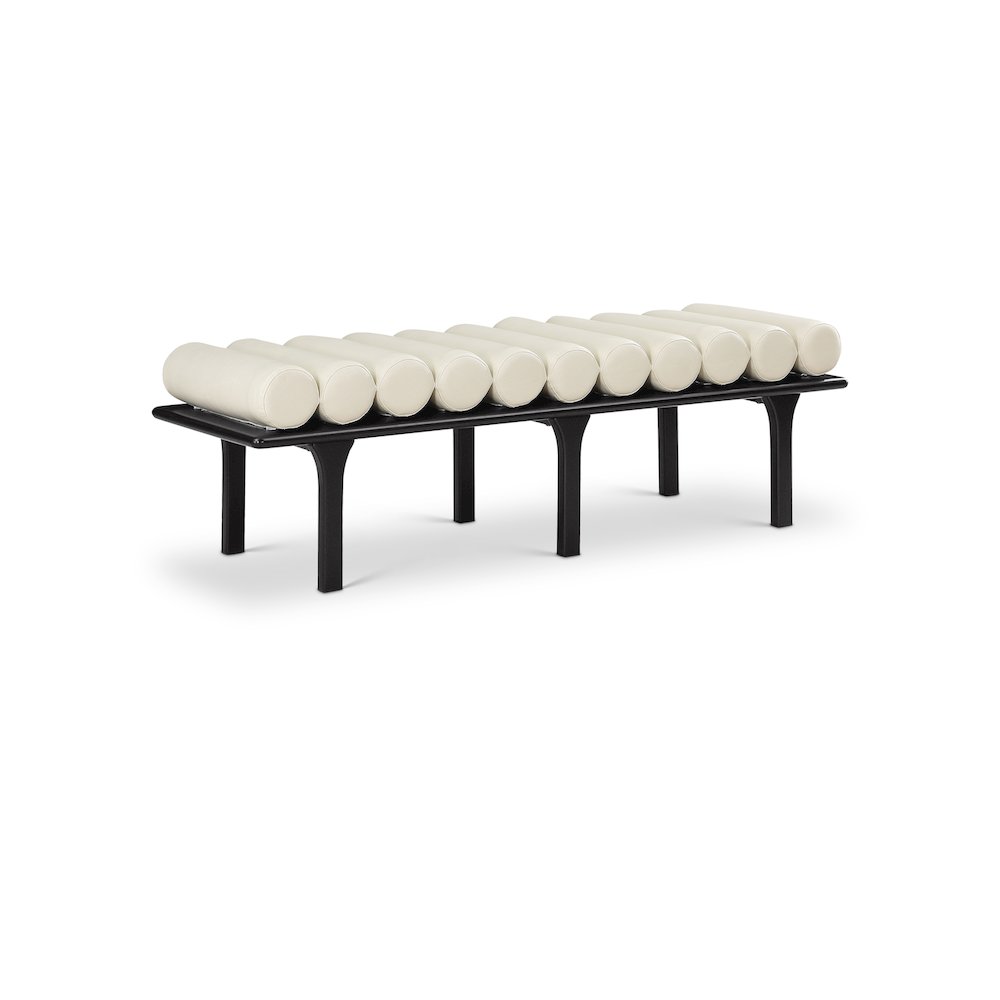 Landon Cream Vegan Leather Bench
