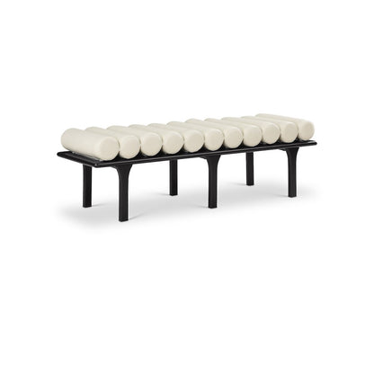 Landon Cream Vegan Leather Bench