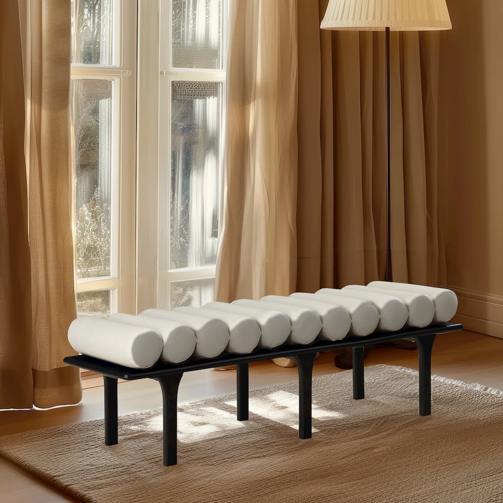 Landon Cream Vegan Leather Bench