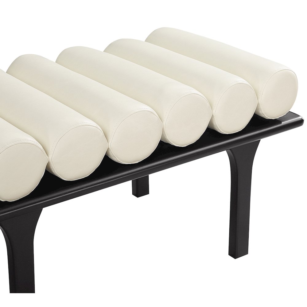Landon Cream Vegan Leather Bench