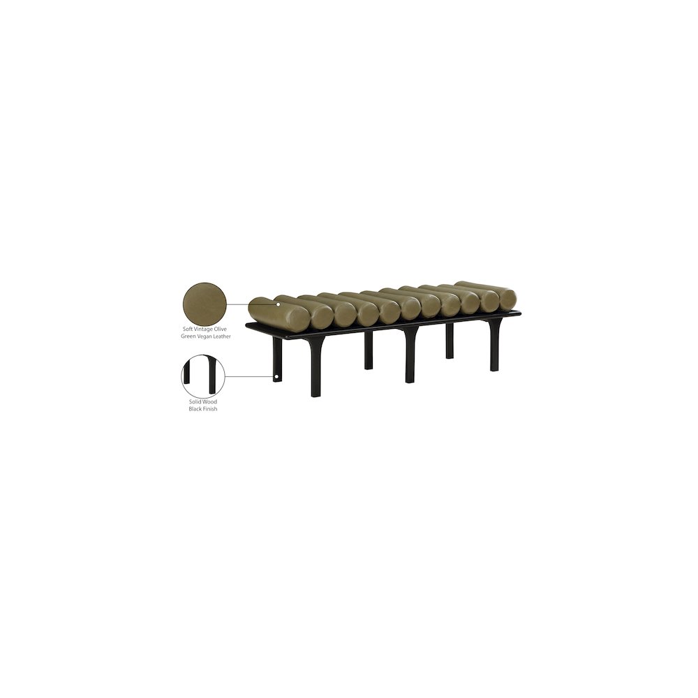 Landon Olive Green Vegan Leather Bench