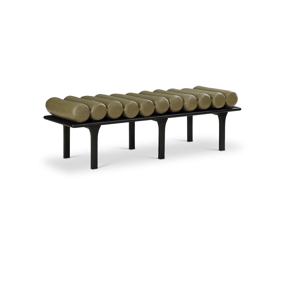 Landon Olive Green Vegan Leather Bench