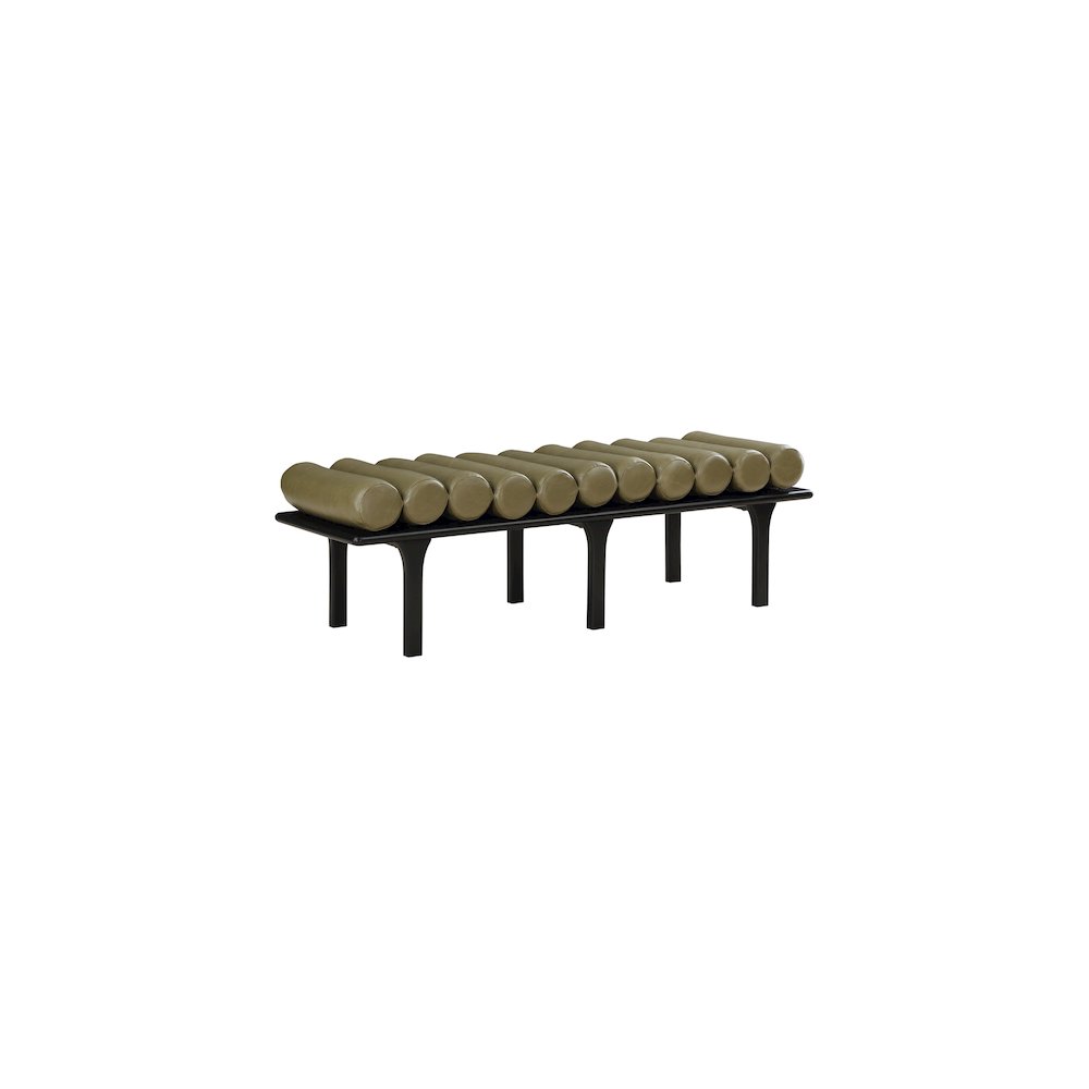Landon Olive Green Vegan Leather Bench